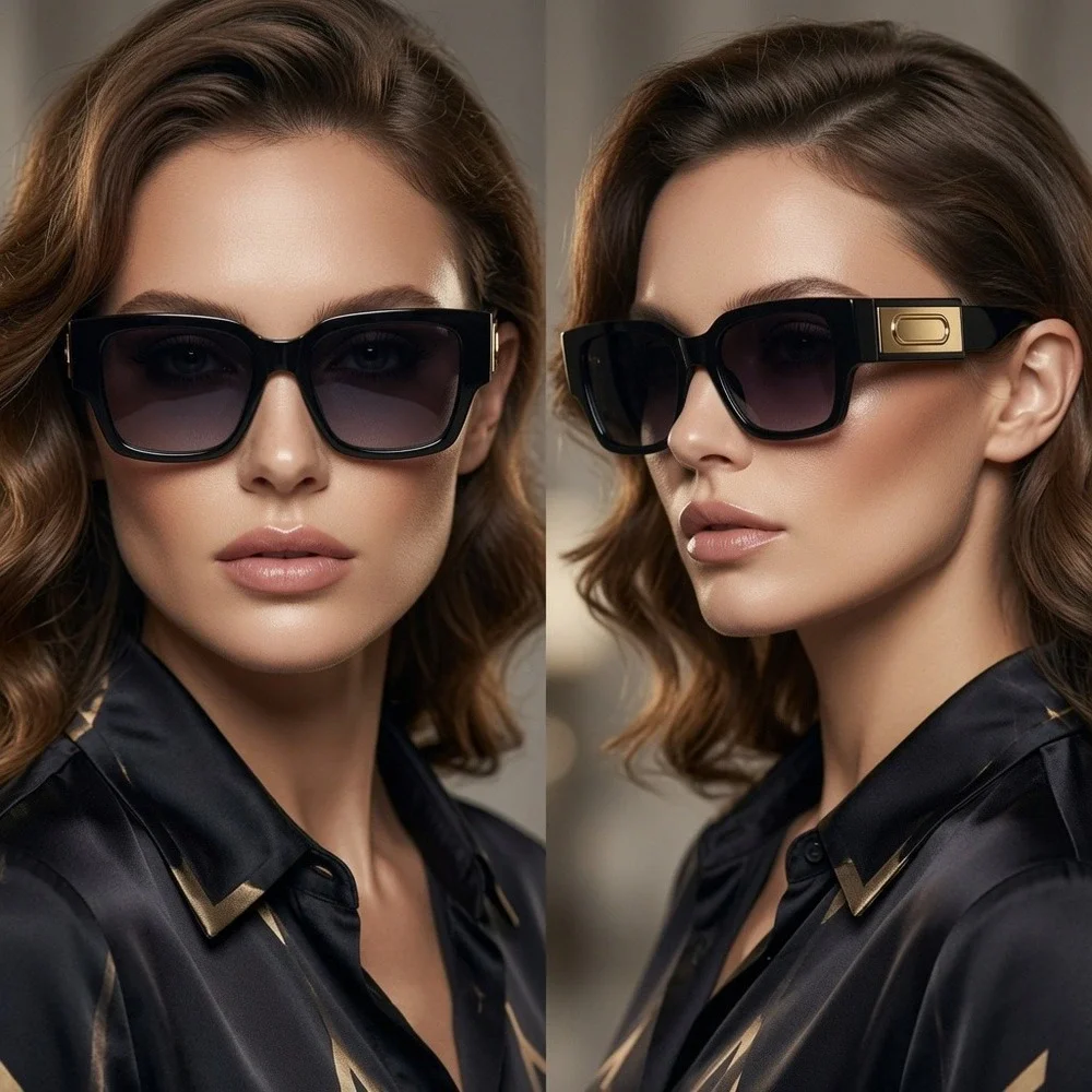 Womens Sunglasses Rectangular Big Large Eyewear‎ Thick Frame Shield Outgoing UV
